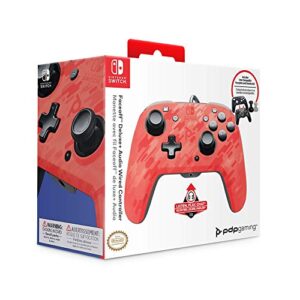 PDP Gaming Faceoff Deluxe+ Wired Switch Pro Controller - Officially Licensed by Nintendo - Customizable gamepad buttons, sticks, triggers, and paddles - Ergonomic Controllers - Red Camo / Camouflage