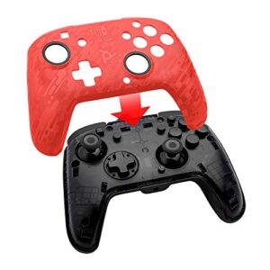 PDP Gaming Faceoff Deluxe+ Wired Switch Pro Controller - Officially Licensed by Nintendo - Customizable gamepad buttons, sticks, triggers, and paddles - Ergonomic Controllers - Red Camo / Camouflage