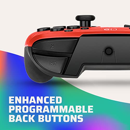 PDP Gaming Faceoff Deluxe+ Wired Switch Pro Controller - Officially Licensed by Nintendo - Customizable gamepad buttons, sticks, triggers, and paddles - Ergonomic Controllers - Red Camo / Camouflage