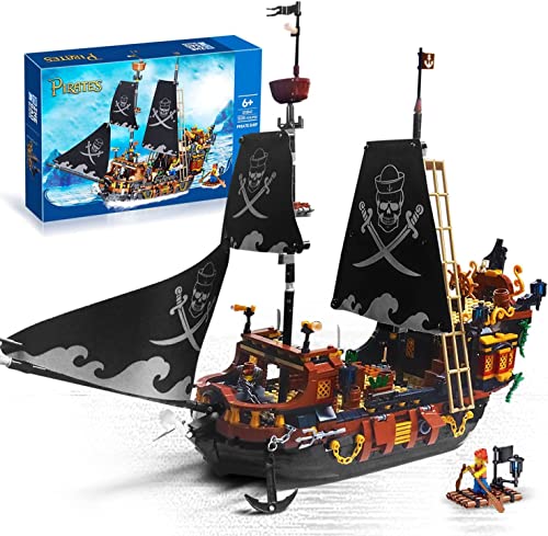 Pirates Ship Building Mini Blocks Set, Pirate Brick Toy Set, Not Compatible with Lego Sets for Boys 8-14, Gift for Kids & Adult Collections Enthusiasts (1328 Pieces)