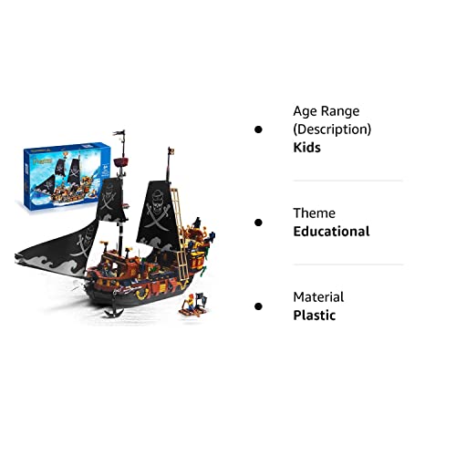 Pirates Ship Building Mini Blocks Set, Pirate Brick Toy Set, Not Compatible with Lego Sets for Boys 8-14, Gift for Kids & Adult Collections Enthusiasts (1328 Pieces)