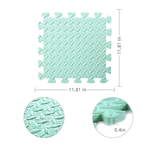 Tamiplay 16 Tiles Foam Play Mat, 0.4 Inch Thicked Interlocking Floor Mats with Solid Colors, Squares Baby Play Mat, EVA Foam Puzzle Floor Mat Foam Mats for Kids, Baby, Toddlers(White/Pink/Bean Green)