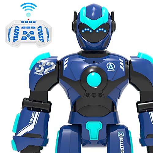 STEMTRON RC Robot Toy, Smart Robot 2.4GHz Intelligent Voice Controlled Robot Gesture Sensing Remote Control Robot for Kids Age 6 7 8 9 10 12 Year Old Boys Girls Birthday Gift Present (Blue)