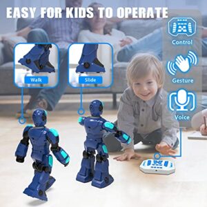 STEMTRON RC Robot Toy, Smart Robot 2.4GHz Intelligent Voice Controlled Robot Gesture Sensing Remote Control Robot for Kids Age 6 7 8 9 10 12 Year Old Boys Girls Birthday Gift Present (Blue)