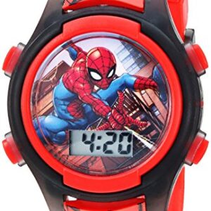 Accutime Kids Marvel Spider-Man Digital Quartz Plastic Watch for Boys & Girls with LCD Display, Red/Black (Model: SPD3515A)