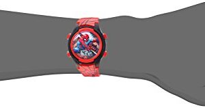 Accutime Kids Marvel Spider-Man Digital Quartz Plastic Watch for Boys & Girls with LCD Display, Red/Black (Model: SPD3515A)