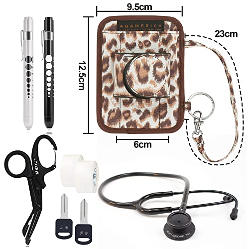 Stethoscope Holder Hip Clip with Pen Slot, Tape Strap and Keyring, Stethoscope Holder Carrier on Belt Pants and Scrubs, Universal Fit for All Stethoscope for Nurses Doctors, Nursing Students.