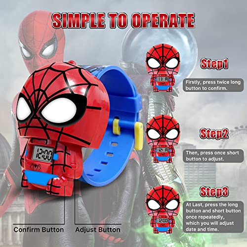 econoLED Kids Watch, Kids Wrist Watch, Superhero Outdoor Kids Sport Watches with Adjustable Strap for Boys Girls, Kids Gift for Birthday, Christmas, Easter（Red-S