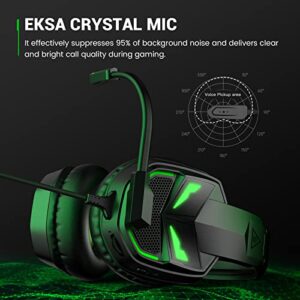 EKSA [2023 New] Fenrir Gaming Headset with Microphone for PS4 PC Xbox one PS5 Switch Laptop, Over Ear Headphones Wired with Noise Cancelling Mic, 3.5m Audio Jack, 50mm Stereo Drivers, Led Light