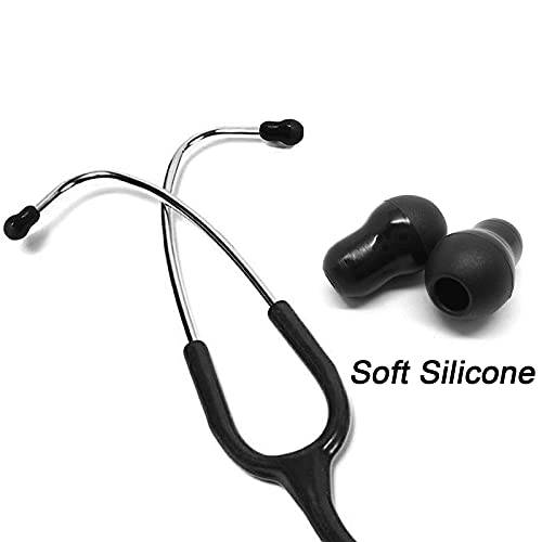 Silicone Ear Tips Earbud Replacement for Littmann Stethoscopes - Comfortable Fit Littman Ear Tips Replacement，Stethoscope Ear Pieces,Cardiology IV Parts & Littmann Earplugs Stethoscope Parts (black)