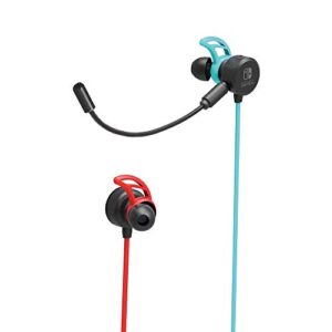 hori nintendo switch gaming earbuds pro with mixer licensed by nintendo, blue