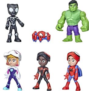 marvel hasbro spidey and his amazing friends hero reveal multipack with mask-flip feature, 4-inch scale action figure toys, kids ages 3 and up, frustration-free package , black