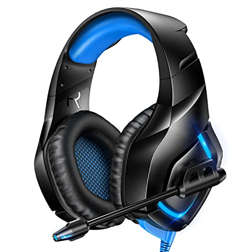 Gaming Headset PS4 Headset with 7.1 Surround Sound, Xbox One Headset with Noise Canceling Mic & RGB LED Light, PC Gaming Headset Over Ear Headphones Compatible for Nintendo Switch, Laptop, Mac