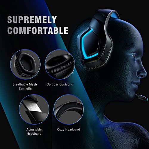 Gaming Headset PS4 Headset with 7.1 Surround Sound, Xbox One Headset with Noise Canceling Mic & RGB LED Light, PC Gaming Headset Over Ear Headphones Compatible for Nintendo Switch, Laptop, Mac