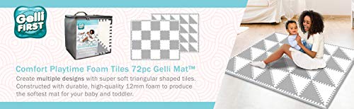 Gelli Mat - Comfort Playtime Foam - 72 Piece Baby Play Mat Interlocking Foam Floor Tiles - Grey/White. Multiple Creative Designs. Water-Resistant, Non-Toxic, Hypoallergenic. Great for any Room!