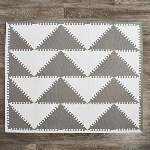 Gelli Mat - Comfort Playtime Foam - 72 Piece Baby Play Mat Interlocking Foam Floor Tiles - Grey/White. Multiple Creative Designs. Water-Resistant, Non-Toxic, Hypoallergenic. Great for any Room!