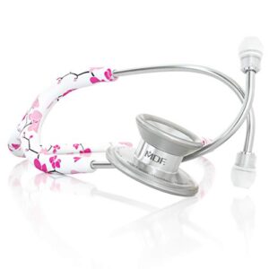 mdf sakura md one epoch lightweight titanium stethoscope, adult, sakura tube, silver chestpieces-headset, mdf777tsa