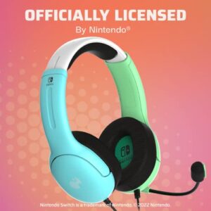 PDP Gaming LVL40 Stereo Headset with Mic for Nintendo Switch - PC, iPad, Mac, Laptop Compatible - Noise Cancelling Microphone, Lightweight, Soft Comfort On Ear Headphones, Animal Crossing Blue & Green