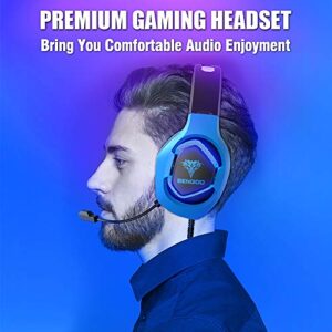 BENGOO G9500 Gaming Headset Headphones for PS4 Xbox One PC Controller, Over Ear Headphones with 720° Noise Cancelling Mic, Bicolor LED Light, Soft Memory Earmuffs for Gamecube Super Nintendo PS5