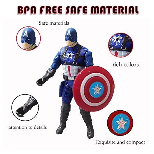 7 Pcs Marvel Avengers Toy Set Action Figures-Spiderman,Thanos, Hulk,Thor,Iron Man,Captain America,Black Panther Collectible Figures Gift for Children Obsessed with Character Collections