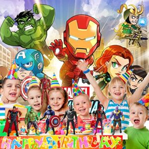 7 Pcs Marvel Avengers Toy Set Action Figures-Spiderman,Thanos, Hulk,Thor,Iron Man,Captain America,Black Panther Collectible Figures Gift for Children Obsessed with Character Collections