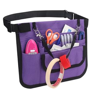 wessleco nurse fanny pack for women, nurse utility belt with stethoscope holder, nurse waist belt organizer pouch(purple)