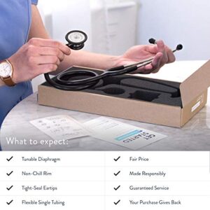 Greater Goods Premium Dual-Head Stethoscope - Affordable, Clinical Grade Option for Doctors, Nurses, Students, or in The First Aid Kit for Home (Black + Stainless Steel (Sale))