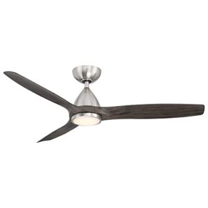 skylark smart indoor and outdoor 3-blade ceiling fan 54in brushed nickel/ebony 3000k led light kit and remote control works with alexa and ios or android app