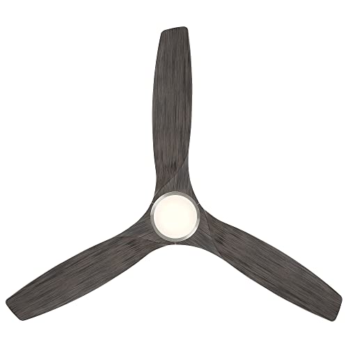 Skylark Smart Indoor and Outdoor 3-Blade Ceiling Fan 54in Brushed Nickel/Ebony 3000K LED Light Kit and Remote Control works with Alexa and iOS or Android App