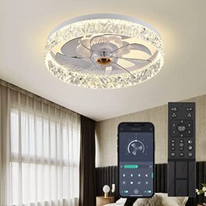 fszdorj 2023 upgraded ceiling fan f098 white ceiling fans with lights app & remote control, timing & 3 led color led ceiling fan, 6 wind speeds modern ceiling fan for bedroom, living room, small room