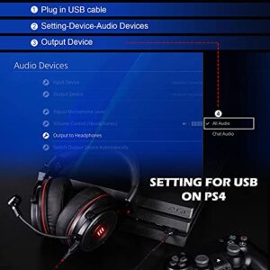 EKSA E900 Pro USB Gaming Headset for PC - Computer Headset with Detachable Noise Cancelling Microphone, 7.1 Surround Sound, 50MM Driver - Wired Headphones for PS4/PS5, Xbox One, Switch, Laptop