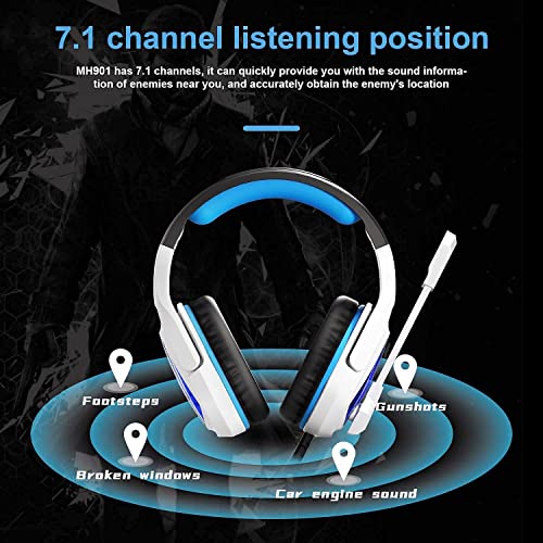 Anivia New Updated Wired Over-Ear Headphones - USB 7.1 Gaming Headset with Microphone, Stereo Surround Sound, Noise Isolating, Bass, LED Lights for PC Computer Mac
