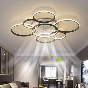 snowunder 41" ceiling fans with lights, flush mount celing fan with led light and remote control for living room，tri-color light 6-speed wind