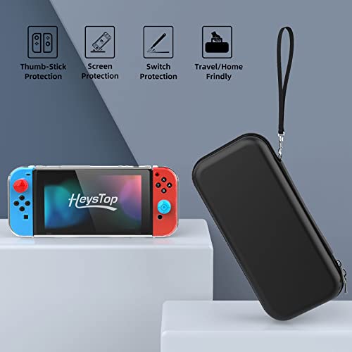 HEYSTOP Switch Case Compatible with Nintendo Switch, 9 in 1 Accessories kit with Carrying Case, Dockable Protective Case, HD Screen Protector and 6pcs Thumb Grips Caps