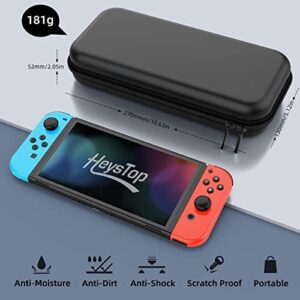 HEYSTOP Switch Case Compatible with Nintendo Switch, 9 in 1 Accessories kit with Carrying Case, Dockable Protective Case, HD Screen Protector and 6pcs Thumb Grips Caps