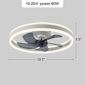 AHAWILL Modern Ceiling Fan with Light,Mute LED Dimmable Ceiling Fans with Remote Control,6 Speeds Reversible 60W Contemporary Ceiling Fan for Bedroom,Study Room,Dining Room,etc.(19.7" White)
