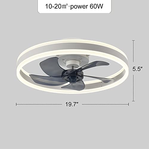 AHAWILL Modern Ceiling Fan with Light,Mute LED Dimmable Ceiling Fans with Remote Control,6 Speeds Reversible 60W Contemporary Ceiling Fan for Bedroom,Study Room,Dining Room,etc.(19.7" White)