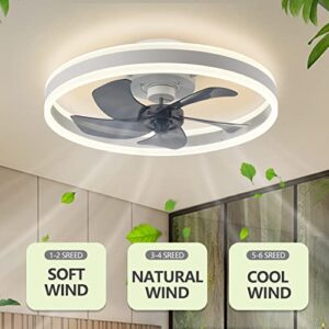 AHAWILL Modern Ceiling Fan with Light,Mute LED Dimmable Ceiling Fans with Remote Control,6 Speeds Reversible 60W Contemporary Ceiling Fan for Bedroom,Study Room,Dining Room,etc.(19.7" White)