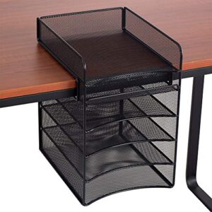 Safco Products Onyx Mesh 5-Tray Underdesk Hanging Organizer 10.25"W x 12.37"D x 14.37"H Easy Assembly Black Powder Coat Finish Durable Steel Mesh Construction 20 lb Capacity