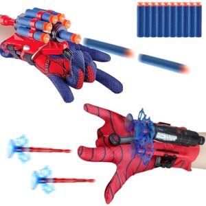 spider web shooting game, 2 sets spider web shooters for kids launcher gloves hero movie launcher with wrist toy set funny decorate children wrist toy set funny educational