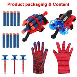 Spider Web Shooting Game, 2 Sets Spider Web Shooters for Kids Launcher Gloves Hero Movie Launcher with Wrist Toy Set Funny Decorate Children Wrist Toy Set Funny Educational