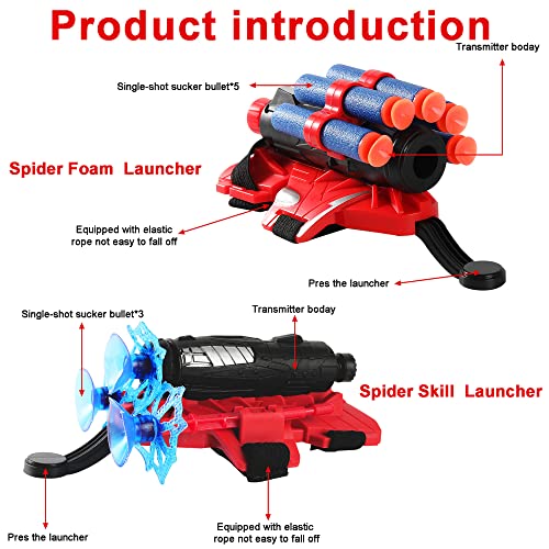 Spider Web Shooting Game, 2 Sets Spider Web Shooters for Kids Launcher Gloves Hero Movie Launcher with Wrist Toy Set Funny Decorate Children Wrist Toy Set Funny Educational