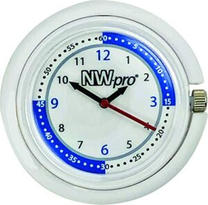 nw-pro stethoscope clip style nurse watch with second hand & 24 hour dial - white