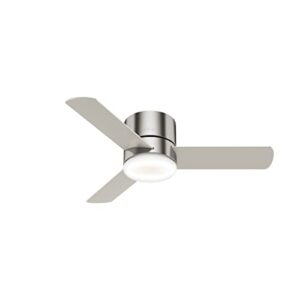 hunter fan company 44" led kit 59454 minimus 44 inch low profile ultra quiet ceiling fan with energy efficient light and remote control, brushed nickel finish