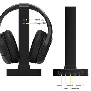 ANSTEN 【2023 Upgraded】 Wireless Gaming Headset for PS4/PS5/PC/Switch, Gaming Headphones with 2.4G Transmitter Charging Stand, Low Latency, 50MM Drivers, 7.1 Surround Sound, Noise Canceling Mic