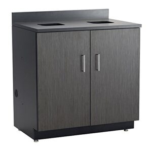 safco products 1704an modular hospitality breakroom base cabinet, waste management, 2 door compartment, asian night base/black top