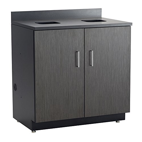 Safco Products 1704AN Modular Hospitality Breakroom Base Cabinet, Waste Management, 2 Door Compartment, Asian Night Base/Black Top