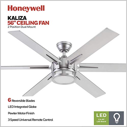 Honeywell Ceiling Fans 51626-01 Kaliza Ceiling Fan, 56, Pewter