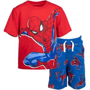 marvel avengers spider-man little boys t-shirt french terry shorts blue/red 6