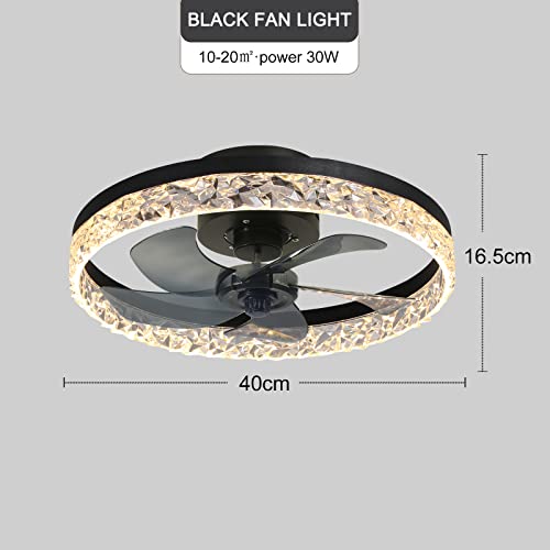 KINDLOV Modern Indoor Flush Mount Ceiling Fan with Lights,Dimmable Low Profile Ceiling Fans with Remote Control,Smart 3 Light Color Change and 6 Speeds for Bedroom Living Room Kitchen, Black